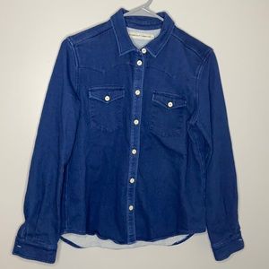 1791 Supply & Co 100% Cotton Blue Button Up Shirt w/ Pockets Size Medium